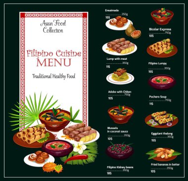 Asya yemekleri ve fiyatları Filipinli restoran menüsü