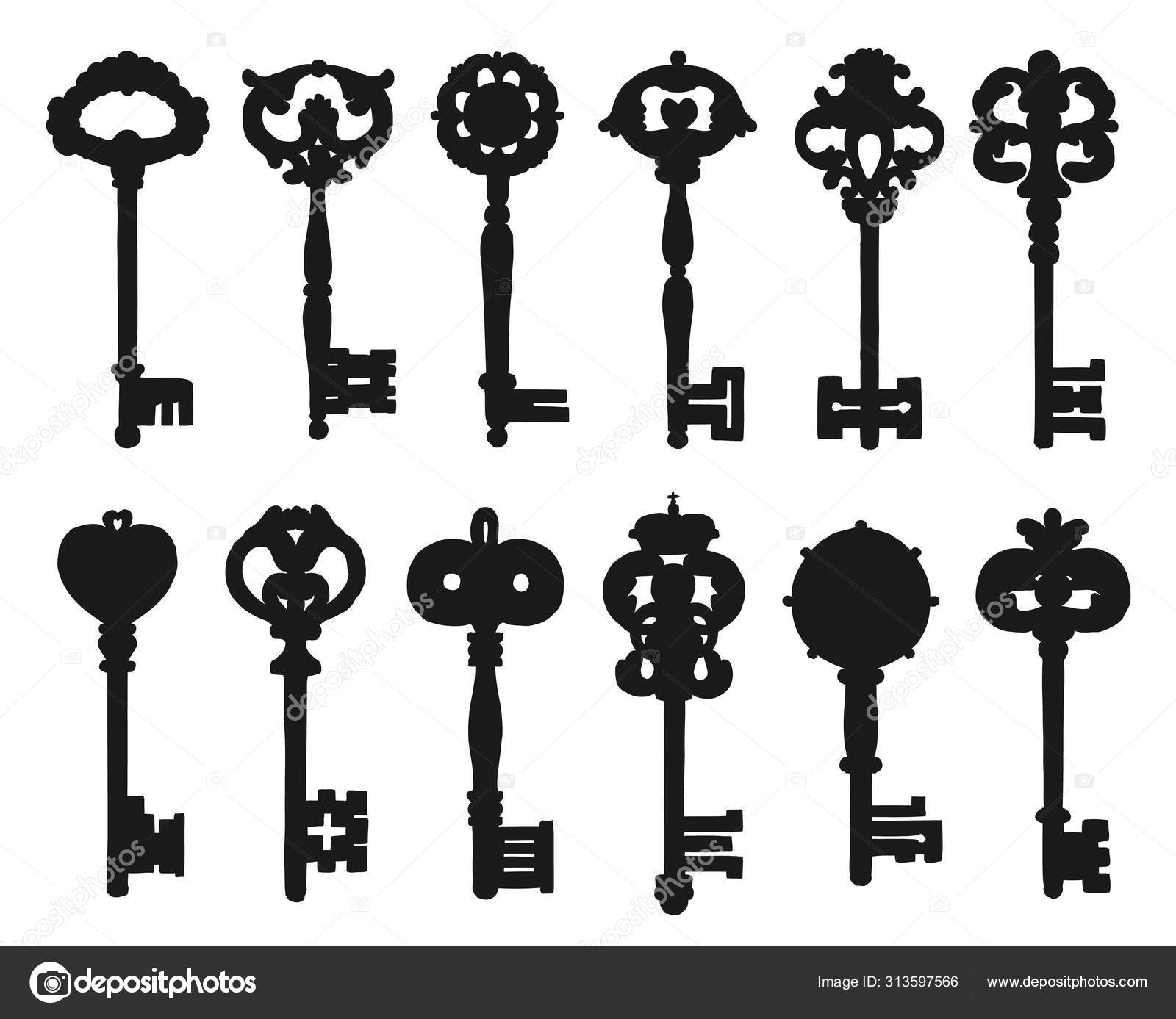 Vintage padlock set sketch engraving Royalty Free Vector