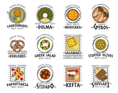 Yunan salatası, et, sebze, zeytin, peynir tabakları