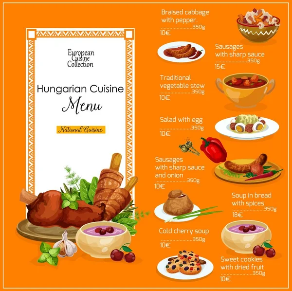 Hungarian soup goulash, vegetable stew, sausages — Stock Illustration Hungarian soup goulash, vegetable stew, sausages Stock Illustration