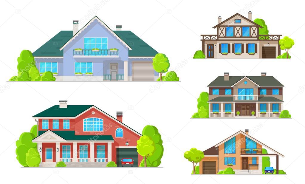 House or home buildings with windows, doors, roofs