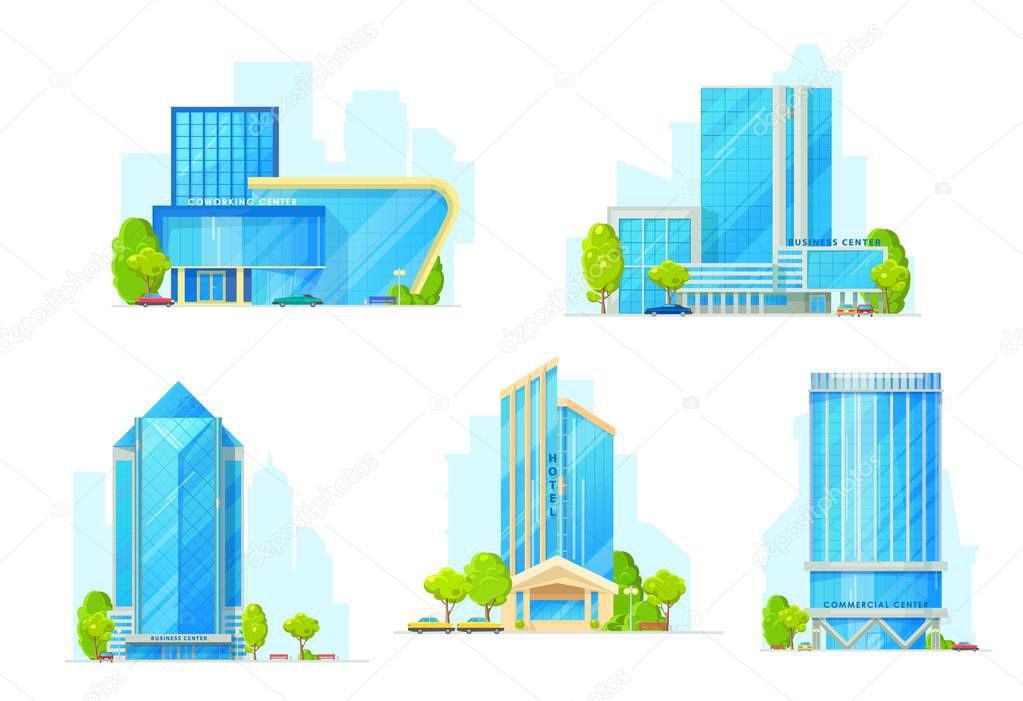 Buildings of hotel, business center. Real estate