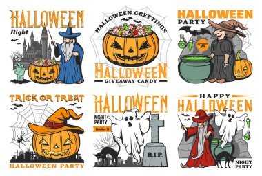 Cadılar Bayramı korkunç whooky, hayalet, balkabağı, yarasa simgeleri