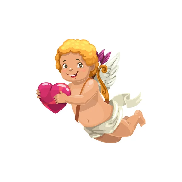 Cartoon Cupid holding heart isolated — Stock Vector