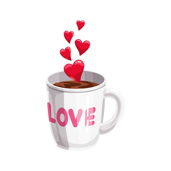 Láska napsaná na šálku kávy se srdcem — Stockový vektor