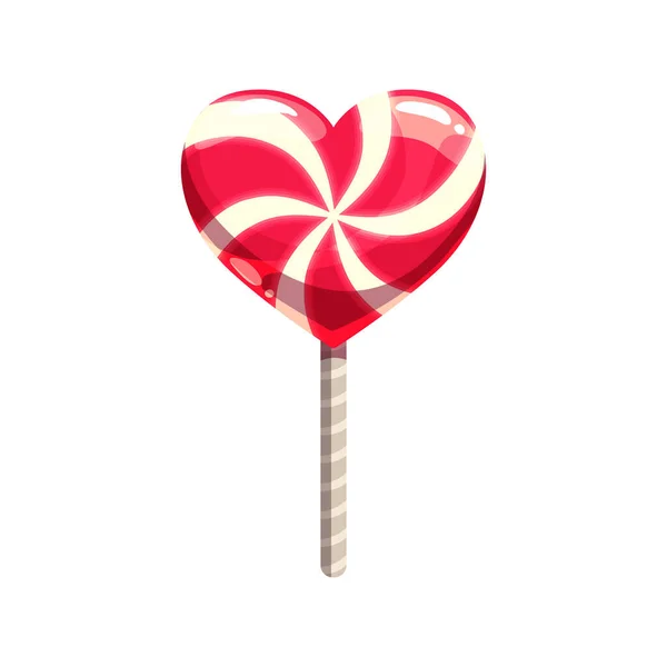 Paleta en palo, caramelo en forma de corazón — Vector de stock