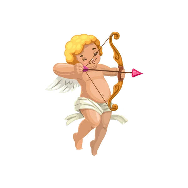 Cupid with bow and arrow, isolated angel — Stock Vector