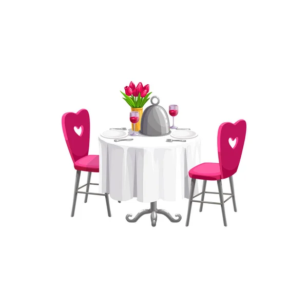 Valentijnsdag diner, tafel en stoelen — Stockvector