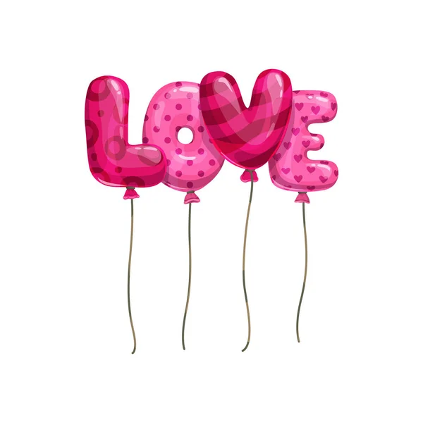 Balloons word love isolated letters — Stock Vector