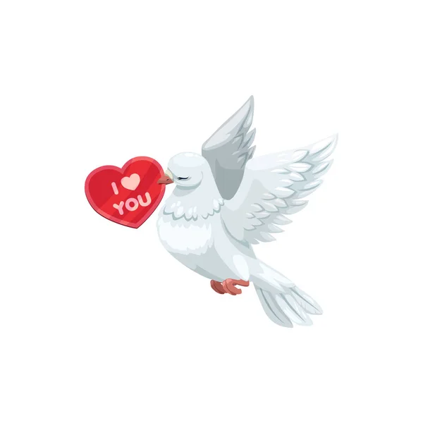 Tarjeta en forma de corazón y paloma blanca — Vector de stock