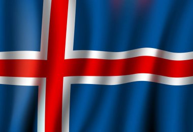 3D gerçekçi dalgalı İzlanda bayrağı