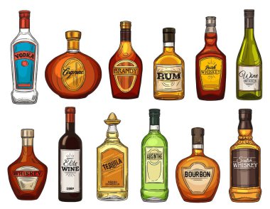 Alkol izole vektör şişeleri içer
