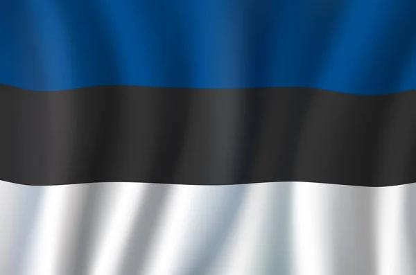 Bandera de Estonia ondulada realista 3D — Vector de stock