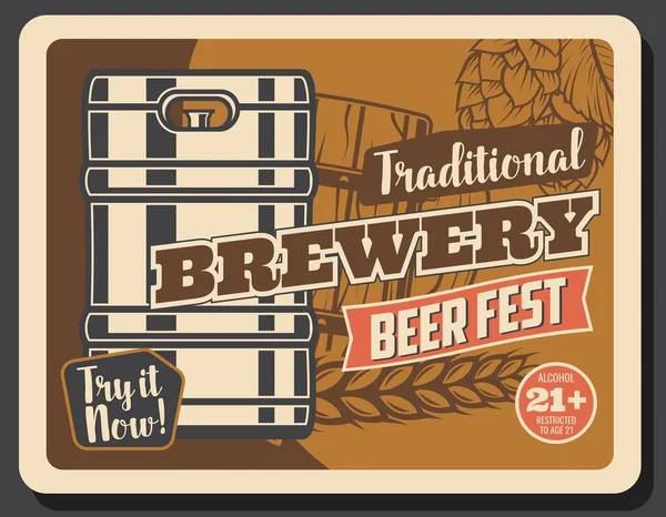 Традиционная пивоварня, ремесленный пивной фестиваль — стоковый вектор