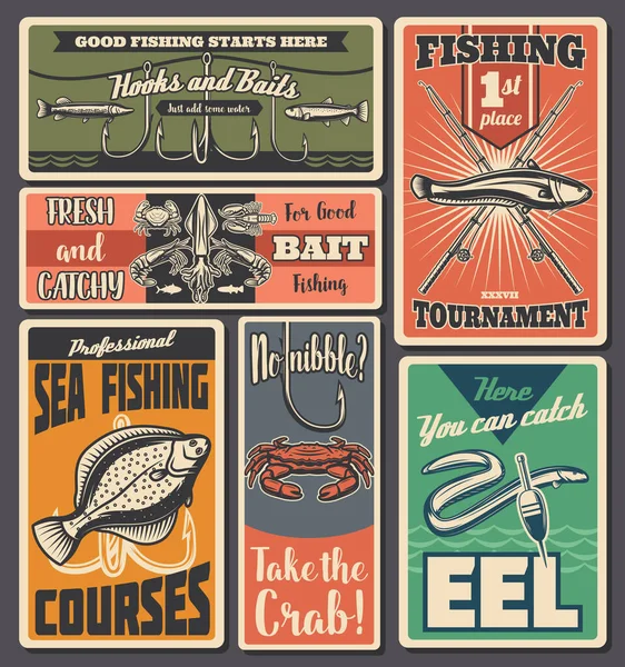 Fiske sport, fiskare tacklingar butik — Stock vektor