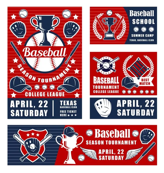 Baseball jeu de sport, affiche du championnat — Image vectorielle