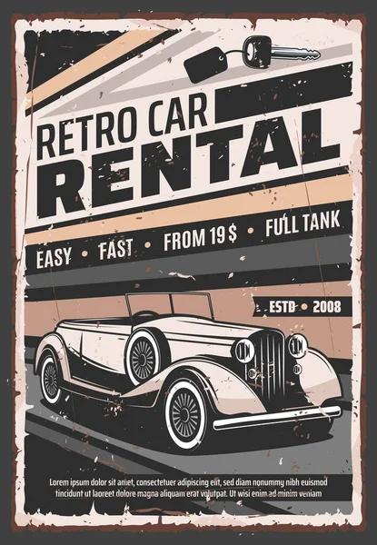 Retro car, vintage limousine rental service — Stock Vector