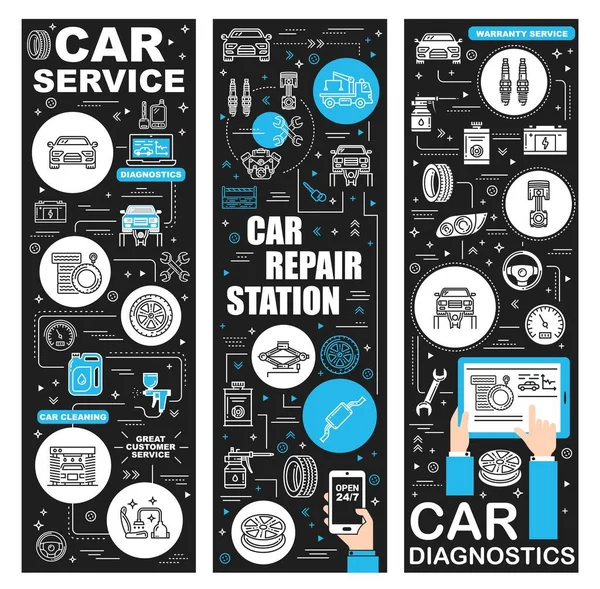 Serviço de carro, diagnóstico, estação de garagem —  Vetores de Stock