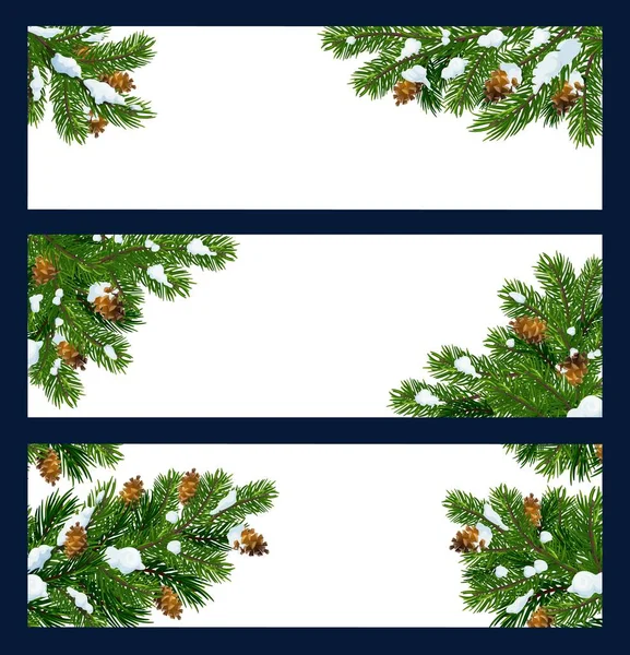Christmas tree and pine branches with copy space — 스톡 벡터
