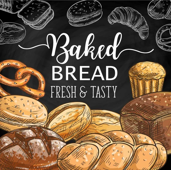 Pan, torta, magdalena, pretzel, tostadas y jalá — Vector de stock