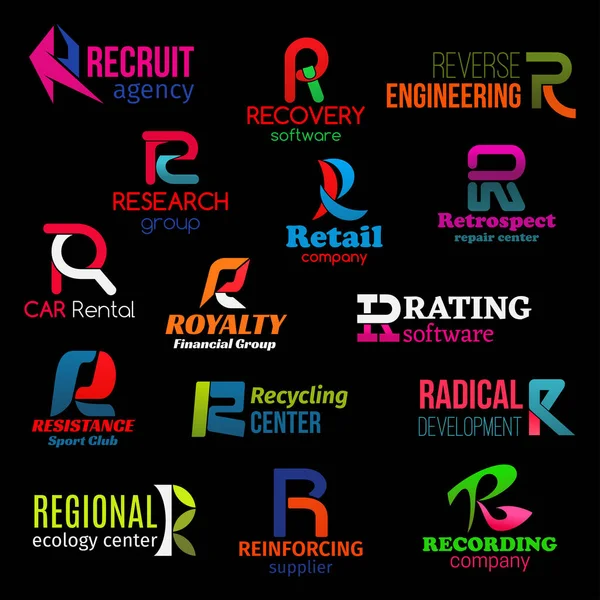 Иконки R, современный дизайн фирменного стиля — стоковый вектор