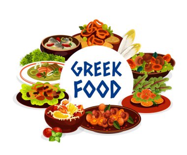 Yunan mutfağı deniz ürünleri, sebzeler ve et yemekleri. Sığır eti stifado, morina ve alabalık kremalı çorba, mantar yahnisi, peynirli fırında biber, ızgara karides veya karides ve şarap soslu kalamar halkaları.