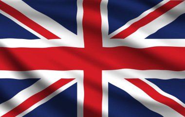 Birleşik Krallık 'ın bayrağı. Sendikacı Jack' in 3d vektörü. Büyük Britanya Birleşik Krallığı ve Kuzey İrlanda 'nın ulusal sancağı mavi arka planda beyaz ve kırmızı haçlarla