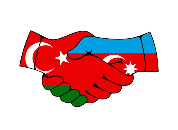 Χειραψία Σημαίες Της Τουρκίας Και Των Χωρών Του Αζερμπαϊτζάν Έννοια — Διανυσματικό Αρχείο