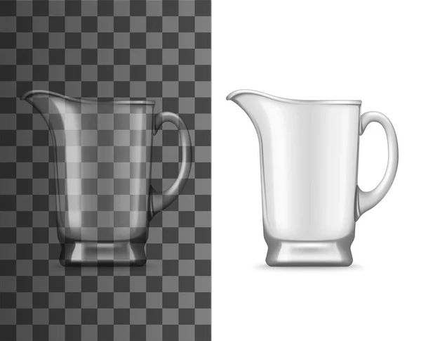 Glass Jug Vector Mockup Real Emplots Handle Pounded Spout 우유나 — 스톡 벡터