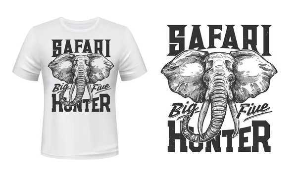 Słoń Zwierząt Shirt Print Makieta Wektor Afryki Safari Polowanie Sportu — Wektor stockowy