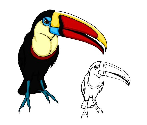 Pájaro Tucán Selva Tropical Dibujos Animados Vector Aislado Icono Pájaro — Vector de stock