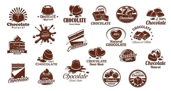 Conjunto Iconos Vectoriales Caramelos Dulces Chocolate Barra Chocolate Símbolos Caramelo — Vector de stock