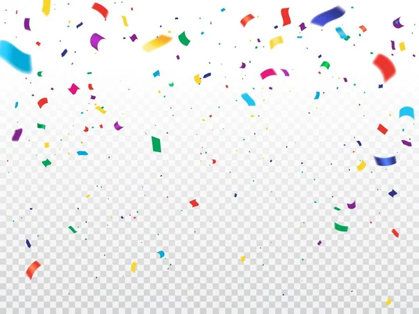 Holiday Background Confetti Vector Flying Falling Colorful Paper Confetti Transparent — Stock Vector