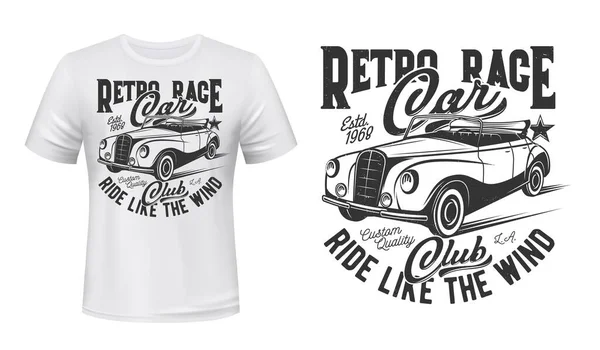Racing Retro Cars Club Shirt Print Vector Mockup Vintage Double — Stock Vector