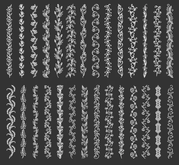 Florale Rahmen Und Trennwände Vektorset Rand Mit Blumen Blättern Und — Stockvektor