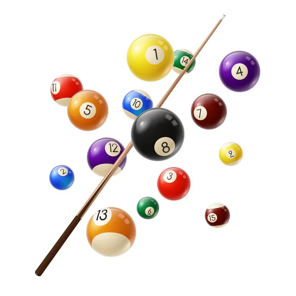 Balles Billard Marqueur Vecteur Réaliste Boules Billard Différentes Couleurs Avec — Image vectorielle