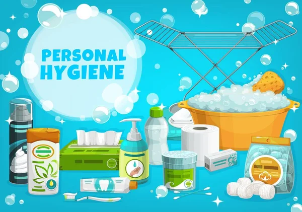 Igiene Personale Salute Banner Vettoriale Cura Del Corpo Schiuma Barba — Vettoriale Stock