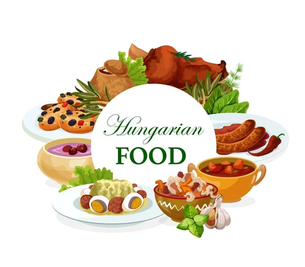 Ensalada Vectorial Cocina Húngara Con Huevo Guiso Verduras Tradicionales Salchichas — Vector de stock