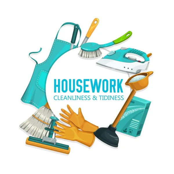 Ferramentas Utensílios Domésticos Vector Casa Limpeza Suprimentos Lavandaria Casa Lavagem —  Vetores de Stock