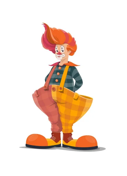 Clown Grand Cirque Shapito Clown Funfair Carnaval Vecteur Isolé Personnage — Image vectorielle