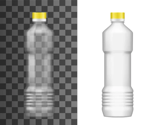 Botella Plástico Paquete Aceite Plantilla Maqueta Vacía Realista Vector Botella — Vector de stock