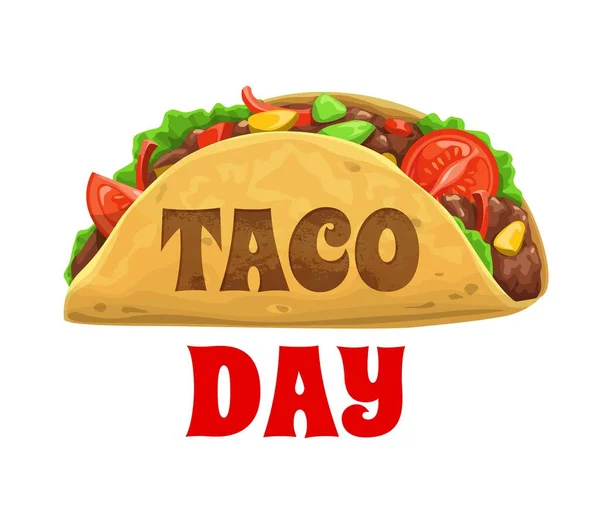 Jour Taco Fête Nationale Mexicaine Vecteur Icône Nourriture Mexicaine Journée — Image vectorielle