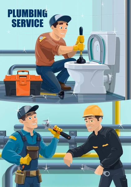 Klempner Reparatur Und Hydrostatische Prüfung Von Rohren Sanitär Und Wasserleitungen — Stockvektor
