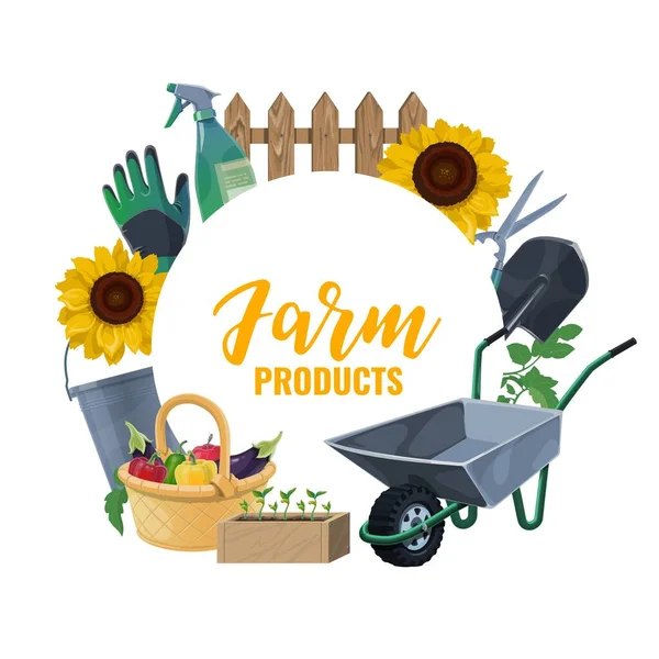 Strumenti Agricoltura Giardinaggio Pala Giardino Rastrello Forchetta Attrezzature Agricole Vettoriali — Vettoriale Stock