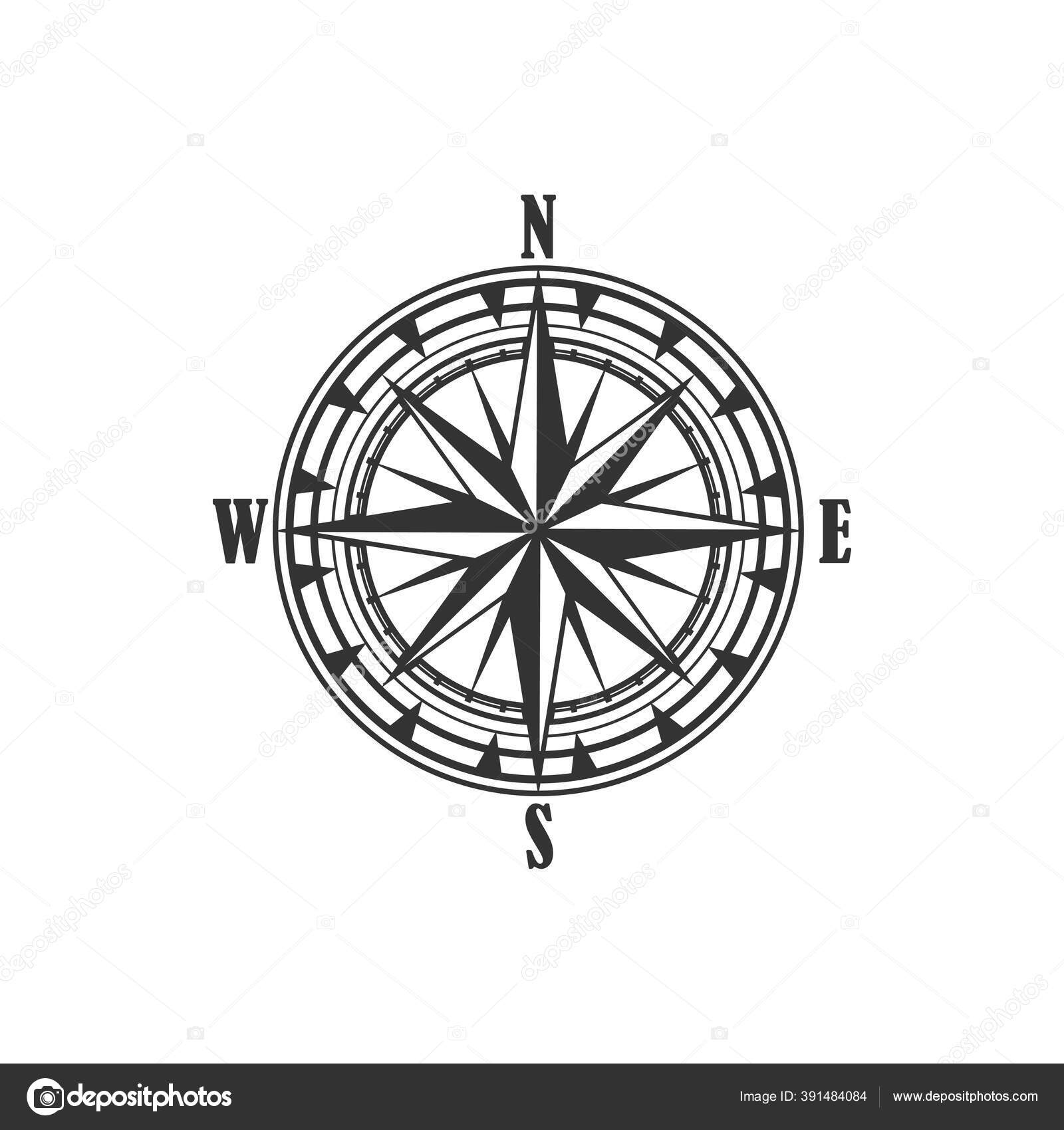 Vector Compass Rose with North, South, East and West Indicated Stock Vector  - Illustration of marine, navigation: 148818570