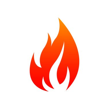 Yanan ateş izole edilmiş ikon. Kamp ateşi ya da yanan şenlik ateşi, sıcak alev sembolü.