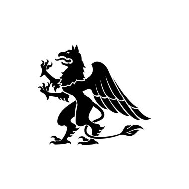 Ejderha ya da gryphon soylu bir hayvan. Vektör ana hatları hanedanlık, kartal bacaklı efsanevi yaratık