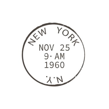 New York posta pulu izole edilmiş. Vektör NY postane işareti, Amerikan yazışmaları ekspres teslimat amblemi. ABD uluslararası posta hizmetleri ve mürekkep mühürü