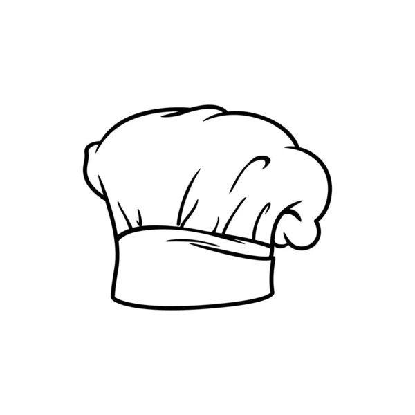厨师帽隔离线形图标 带褶皱的矢量传统厨师厨师帽 烘培者头饰 — 图库矢量图片