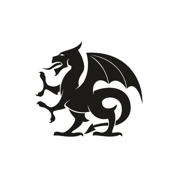 Dragon Gryphon Geïsoleerde Middeleeuwse Heraldiek Beest Vector Mythisch Wezen Met — Stockvector